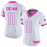 Glued Women Nike New England Patriots #11 Julian Edelman White Pink Rush Limited Jersey,baseball caps,new era cap wholesale,wholesale hats