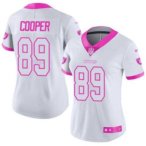 Glued Women Nike Oakland Raiders #89 Amari Cooper White Pink Rush Limited Jersey