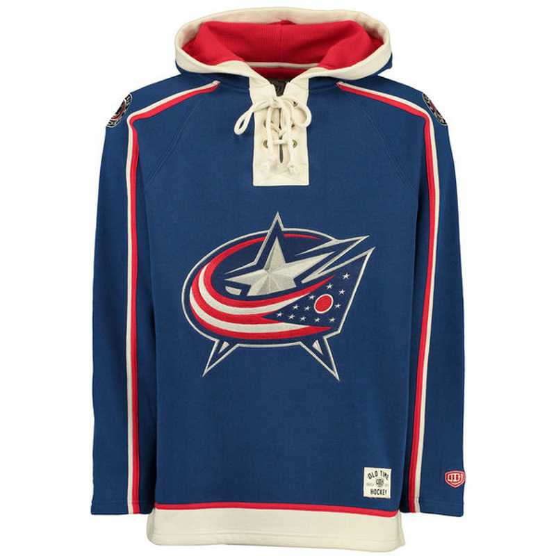 Customized Men's Blue Jackets Any Name & Number Navy Blue CCM Throwback Stitched NHL Hoodie