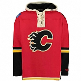 Customized Men's Calgary Flames Any Name & Number Red Stitched NHL Hoodie,baseball caps,new era cap wholesale,wholesale hats