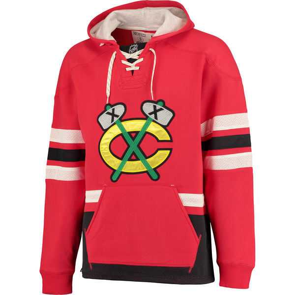 Customized Men's Chicago Blackhawks Any Name & Number Red CCM Throwback Stitched Hoodie
