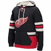 Customized Men's Detroit Red Wings Any Name & Number Black Stitched Hoodie,baseball caps,new era cap wholesale,wholesale hats