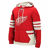 Customized Men's Detroit Red Wings Any Name & Number Red CCM Throwback Stitched NHL Hoodie,baseball caps,new era cap wholesale,wholesale hats
