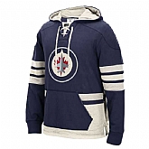 Customized Men's Winnipeg Jets Any Name & Number Blue-LightGray Stitched Hoodie,baseball caps,new era cap wholesale,wholesale hats