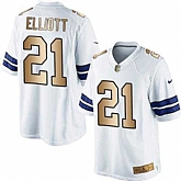 Glued Nike Dallas Cowboys #21 Ezekiel Elliott White Men's NFL Golden Limited Jersey,baseball caps,new era cap wholesale,wholesale hats