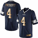 Glued Nike Dallas Cowboys #4 Dak Prescott Navy Blue Team Color Men's NFL Golden Limited Jersey,baseball caps,new era cap wholesale,wholesale hats