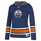 Women Edmonton Oilers Blank (No Name & Number) Navy Blue Stitched NHL Pullover Hoodie WanKe,baseball caps,new era cap wholesale,wholesale hats