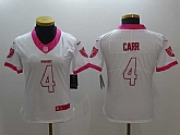 Women Limited Nike Oakland Raiders #4 Derek Carr White Pink Stitched Rush Jersey,baseball caps,new era cap wholesale,wholesale hats