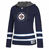 Women Winnipeg Jets Blank (No Name & Number) Blue Stitched NHL Pullover Hoodie WanKe