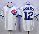 Chicago Cubs #12 Kyle Schwarber White Strip Home Cooperstown Stitched MLB Jersey,baseball caps,new era cap wholesale,wholesale hats