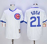 Chicago Cubs #21 Sammy Sosa White Strip Home Cooperstown Stitched MLB Jersey,baseball caps,new era cap wholesale,wholesale hats
