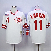 Cincinnati Reds #11 Larkin Throwback White Turn Back The Clock Stitched MLB Jersey,baseball caps,new era cap wholesale,wholesale hats