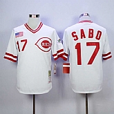 Cincinnati Reds #17 Sabo Throwback White Turn Back The Clock Stitched MLB Jersey,baseball caps,new era cap wholesale,wholesale hats