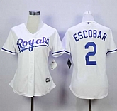 Women Kansas City Royals #2 Alcides Escobar White Home Stitched MLB Jersey,baseball caps,new era cap wholesale,wholesale hats