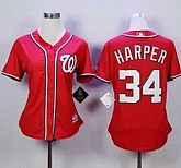 Women Washington Nationals #34 Bryce Harper Red Alternate 1 Stitched MLB Jersey,baseball caps,new era cap wholesale,wholesale hats