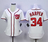 Women Washington Nationals #34 Bryce Harper White Fashion Stitched MLB Jersey,baseball caps,new era cap wholesale,wholesale hats