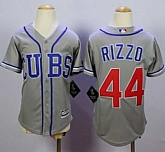 Youth Chicago Cubs #44 Anthony Rizzo Gray Alternate Road Cool Base Stitched MLB Jersey,baseball caps,new era cap wholesale,wholesale hats