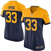 Glued Women Nike Green Bay Packers #33 Hyde Yellow-Blue Team Color Game Jersey WEM