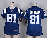 Glued Women Nike Indianapolis Colts #81 A.Johnson Blue Team Color Game Jersey WEM