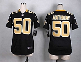 Glued Women Nike New Orleans Saints #50 Stephone Anthony Black Team Color Game Jersey WEM