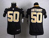 Glued Youth Nike New Orleans Saints #50 Stephone Anthony Black Team Color Game Jersey WEM
