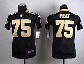 Glued Youth Nike New Orleans Saints #75 Andrus Peat Black Team Color Game Jersey WEM