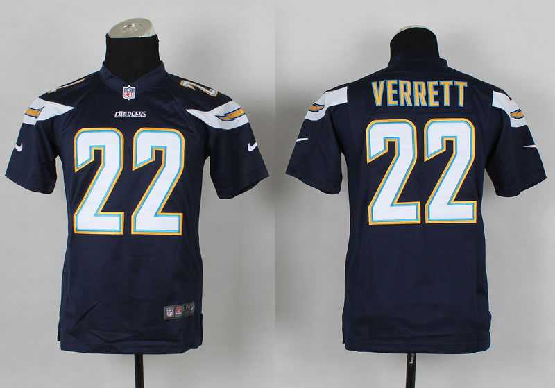 Glued Youth Nike San Diego Chargers #22 Verrett Light Navy Blue Team Color Game Jersey WEM