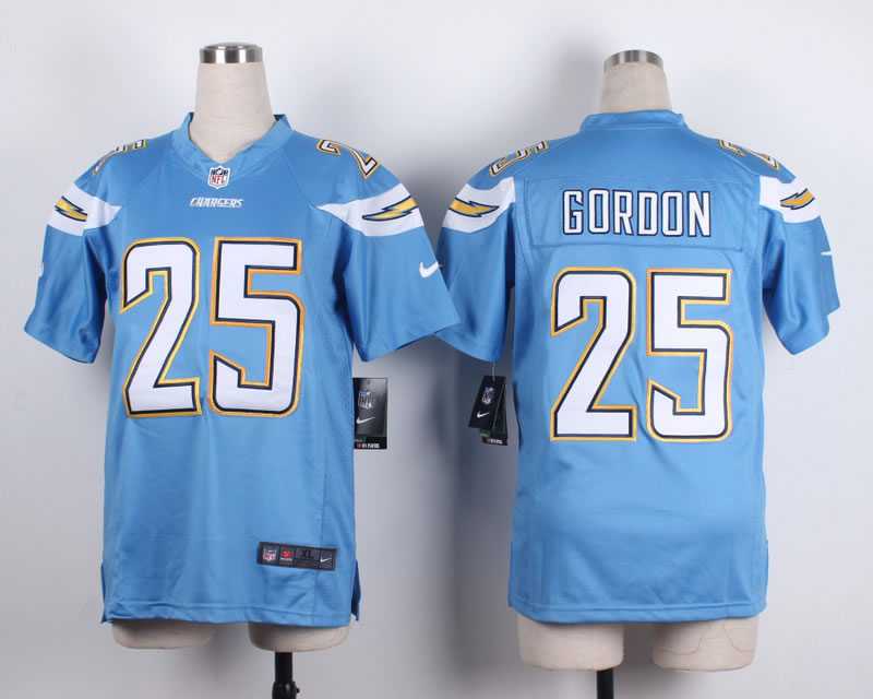 Glued Youth Nike San Diego Chargers #25 Gordon Light Blue Team Color Game Jersey WEM