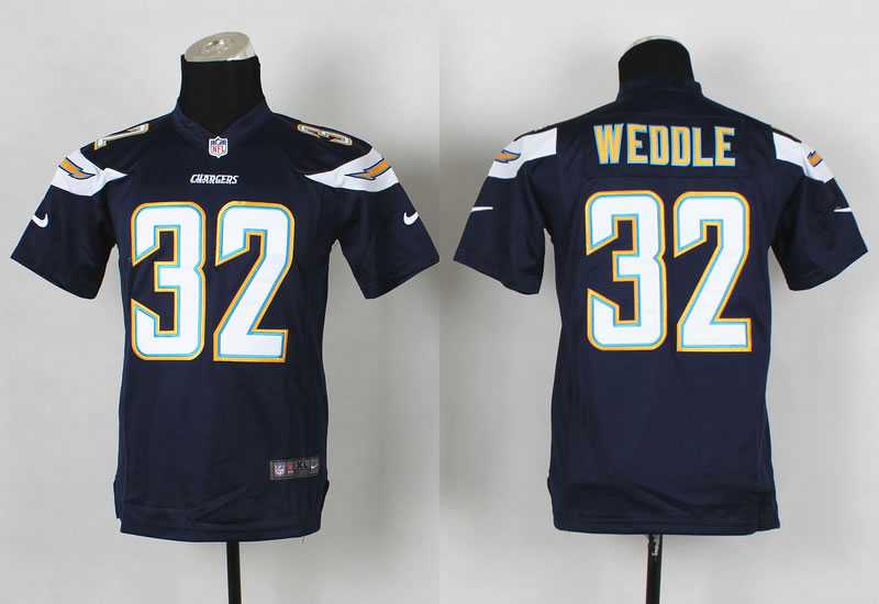 Glued Youth Nike San Diego Chargers #32 Eric Weddle 2014 Navy Blue Team Color Game Jersey WEM