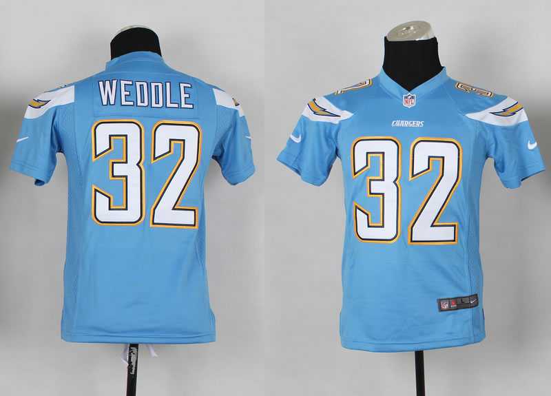 Glued Youth Nike San Diego Chargers #32 Eric Weddle Light Blue Team Color Game Jersey WEM