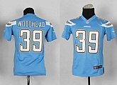 Glued Youth Nike San Diego Chargers #39 Woodhead Light Blue Team Color Game Jersey WEM