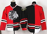 Men Chicago Blackhawks Customized Red-Black With Black Skull Split Stitched Hockey Jersey,baseball caps,new era cap wholesale,wholesale hats
