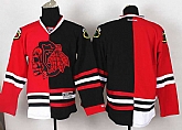 Men Chicago Blackhawks Customized Red-Black With Red Skull Split Stitched Hockey Jersey,baseball caps,new era cap wholesale,wholesale hats