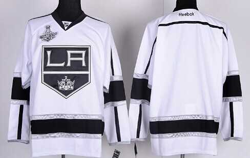 Men Los Angeles Kings Customized Champions Patch White Stitched Hockey Jersey