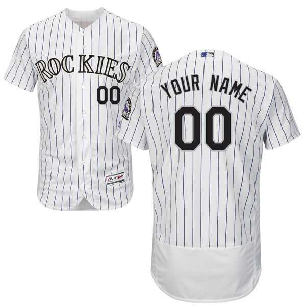Colorado Rockies Customized Majestic Flexbase Collection Stitched Baseball WEM Jersey - White