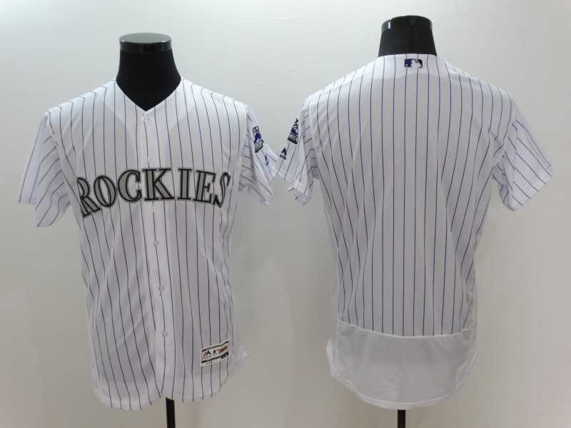 Colorado Rockies Customized Men's White Strip Flexbase Collection Stitched Baseball Jersey