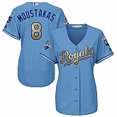 Glued Women Kansas City Royals #8 Mike Moustakas Light Blue FlexBase 2015 World Series Champions Gold Program Baseball Jersey,baseball caps,new era cap wholesale,wholesale hats