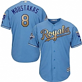 Glued Youth Kansas City Royals #8 Mike Moustakas Light Blue FlexBase 2015 World Series Champions Gold Program Baseball Jersey,baseball caps,new era cap wholesale,wholesale hats
