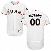 Miami Marlins Customized Majestic Flexbase Collection Stitched Baseball WEM Jersey - White,baseball caps,new era cap wholesale,wholesale hats