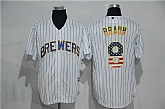 Milwaukee Brewers #8 Ryan Braun White Pinstripe USA Flag Fashion Stitched MLB Jersey,baseball caps,new era cap wholesale,wholesale hats