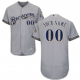 Milwaukee Brewers Customized Majestic Flexbase Collection Stitched Baseball WEM Jersey - Gray