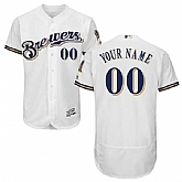 Milwaukee Brewers Customized Majestic Flexbase Collection Stitched Baseball WEM Jersey - White,baseball caps,new era cap wholesale,wholesale hats