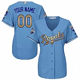 Women Kansas City Royals Customized Light Blue FlexBase 2015 World Series Champions Gold Program Baseball Jersey,baseball caps,new era cap wholesale,wholesale hats