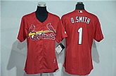 Women St. Louis Cardinals #1 Ozzie Smith Red New Cool Base Stitched Baseball Jersey,baseball caps,new era cap wholesale,wholesale hats