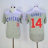 Chicago Cubs #14 Ernie Banks Mitchell And Ness Gray Flexbase Collection Stitched Jersey,baseball caps,new era cap wholesale,wholesale hats