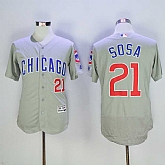 Chicago Cubs #21 Sammy Sosa Mitchell And Ness Gray Flexbase Collection Stitched Jersey,baseball caps,new era cap wholesale,wholesale hats