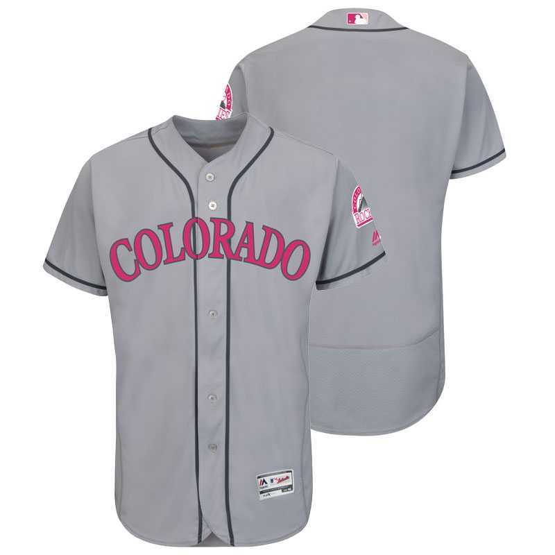 Colorado Rockies Customized Men's Gray Road 2016 Mother's Day Flexbase Collection Stitched Baseball Jersey