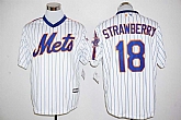 New York Mets #18 Darryl Strawberry Mitchell and Ness 25TH Patch White (Blue Strip) New Cool Base Stitched Jersey,baseball caps,new era cap wholesale,wholesale hats