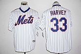 New York Mets #33 Matt Harvey Mitchell and Ness 25TH Patch White (Blue Strip) New Cool Base Stitched Jersey,baseball caps,new era cap wholesale,wholesale hats