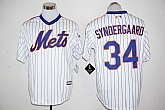 New York Mets #34 Noah Syndergaard Mitchell and Ness 25TH Patch White (Blue Strip) New Cool Base Stitched Jersey,baseball caps,new era cap wholesale,wholesale hats